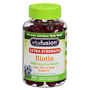 Shop Vitafusion Biotin Gummy - Hair, Skin & Nails - Extra Strength - 5,000 MCG - Blueberry (100 Gummies) and more