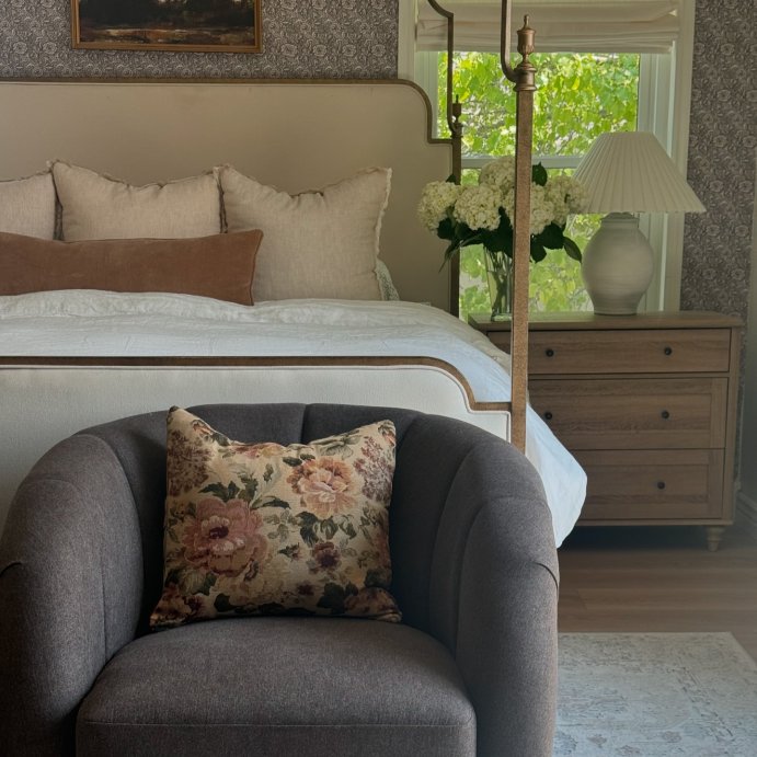user image by @ourmountainsidehome_1, Channeled Curved Back Accent Chair Velvet - Threshold&#8482; designed with Studio McGee