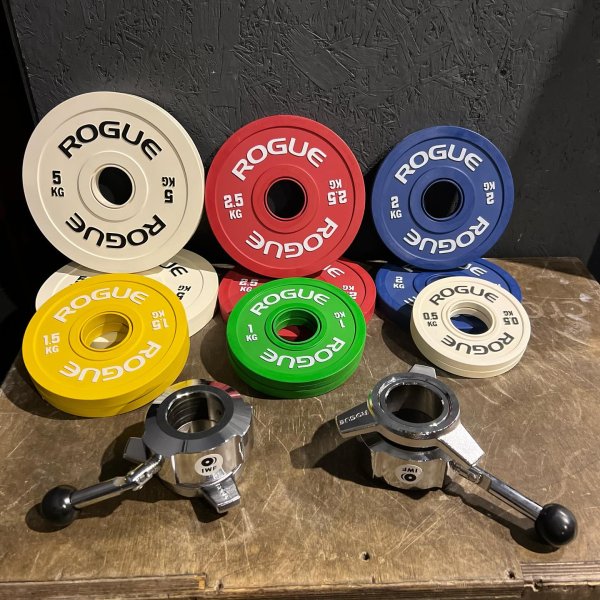 Paire De Plaques Rogue IWF 5 Kg - Caoutchouc Blanc - Crossfit Muscu