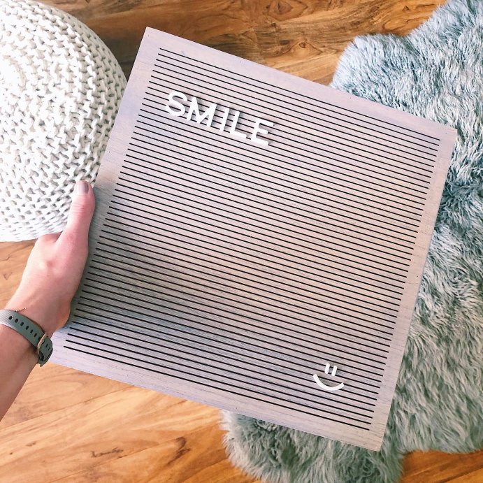user image by @fitfeedbyreed, 14&#34;x 14&#34; Wood Letterboard Gray - Threshold&#8482;: MDF Message Board with 181 Characters, Wall Sign Panel
