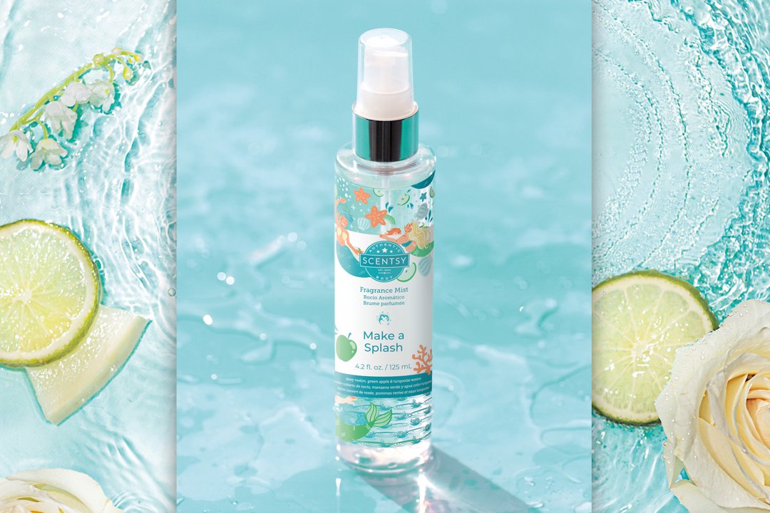 Make a splash with this Scentsy fragrance mist scented with dewy melon and fresh green apple that smells like diving into refreshing turquoise waters