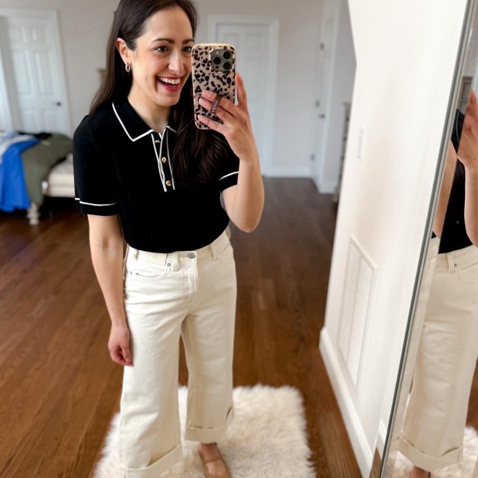 user image by @msnafashion, Women's Short Sleeve Polo Collar Pullover Sweater - A New Day™