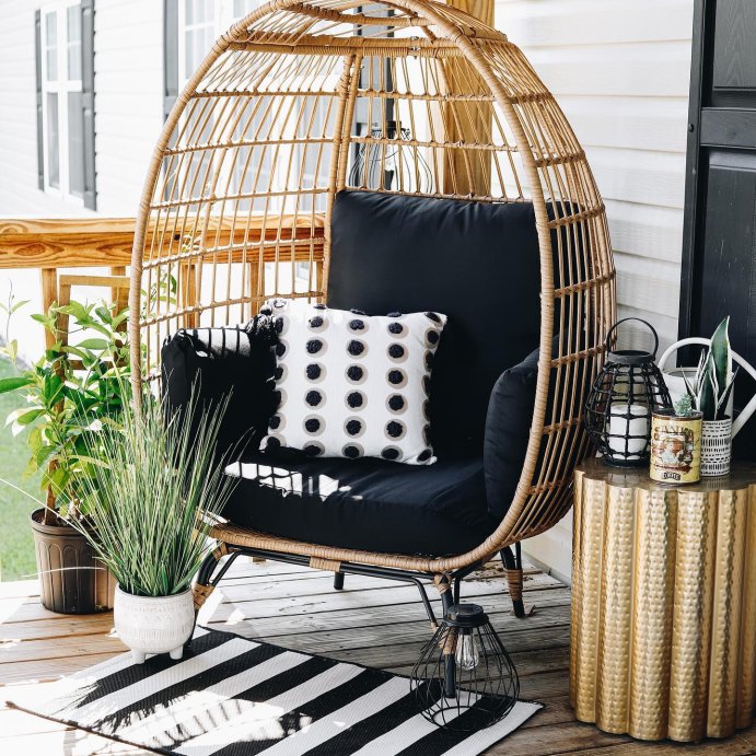 user image by @alcbells, Best Choice Products Wicker Egg Chair Oversized Indoor Outdoor Patio Lounger w/ Steel Frame, 440lb Capacity
