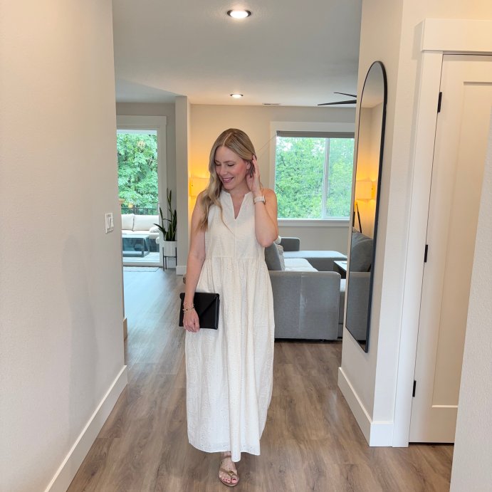 user image by @stylebykatyross, Women's Eyelet Maxi A-Line Dress - Universal Thread™ Cream