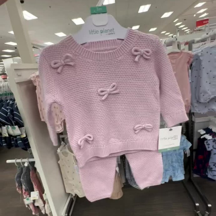 user image by @midwestylife, Little Planet By Carter&#39;s Organic Baby Girls&#39; 2pc Bow Sweater Set - Pink