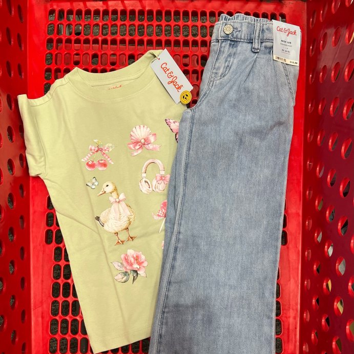 user image by @targetbayareafinds, Girls' Short Sleeve Knit Oversized Graphic T-Shirt - Cat & Jack™ - Light Green