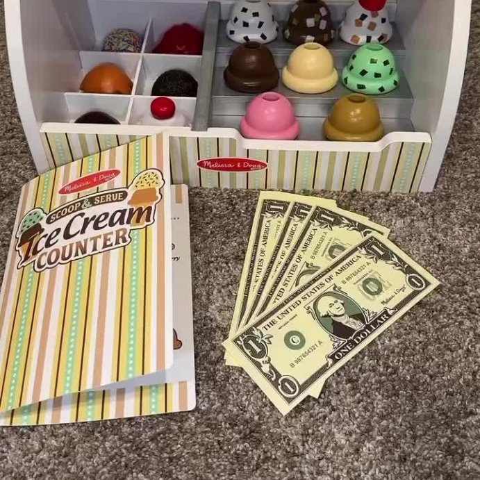 user image by @lifewithdimps248, Melissa &#38; Doug Wooden Scoop and Serve Ice Cream Counter With Play Food and Accessories - 28pc