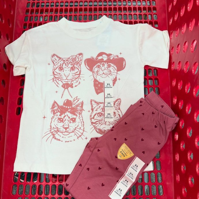 user image by @thislovelylife_of_five, Girls&#39; Short Sleeve Oversized Cowgirl Cats Graphic T-Shirt - Cat &#38; Jack&#8482; Cream