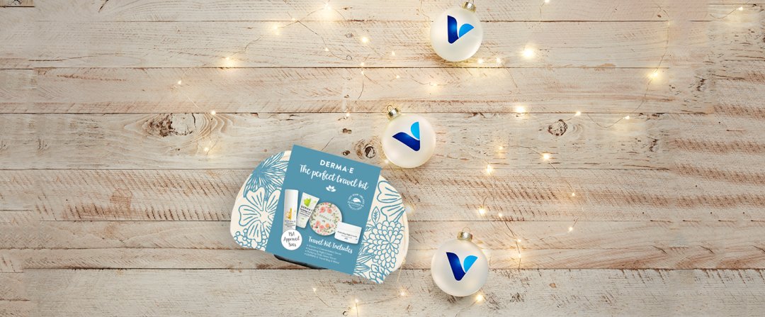 Shop Derma E The Perfect Travel Kit - Includes Vitamin C Serum, Detox Scrub & Night Cream plus Bag & Mirror (5 Piece Kit) and more