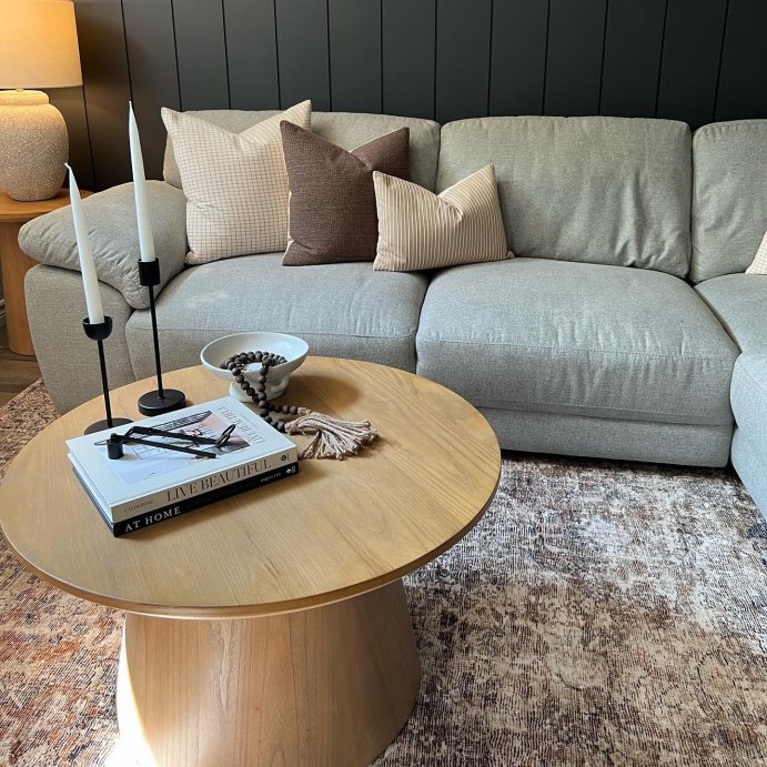 user image by @connorestacey, Wooden Round Pedestal Coffee Table - Hearth & Hand™ with Magnolia