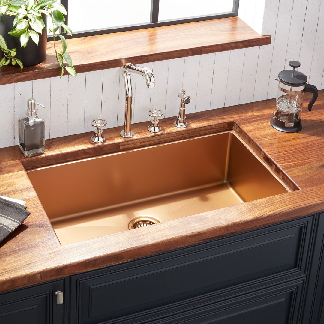 32 Atlas Stainless Steel Undermount Kitchen Sink Bronze