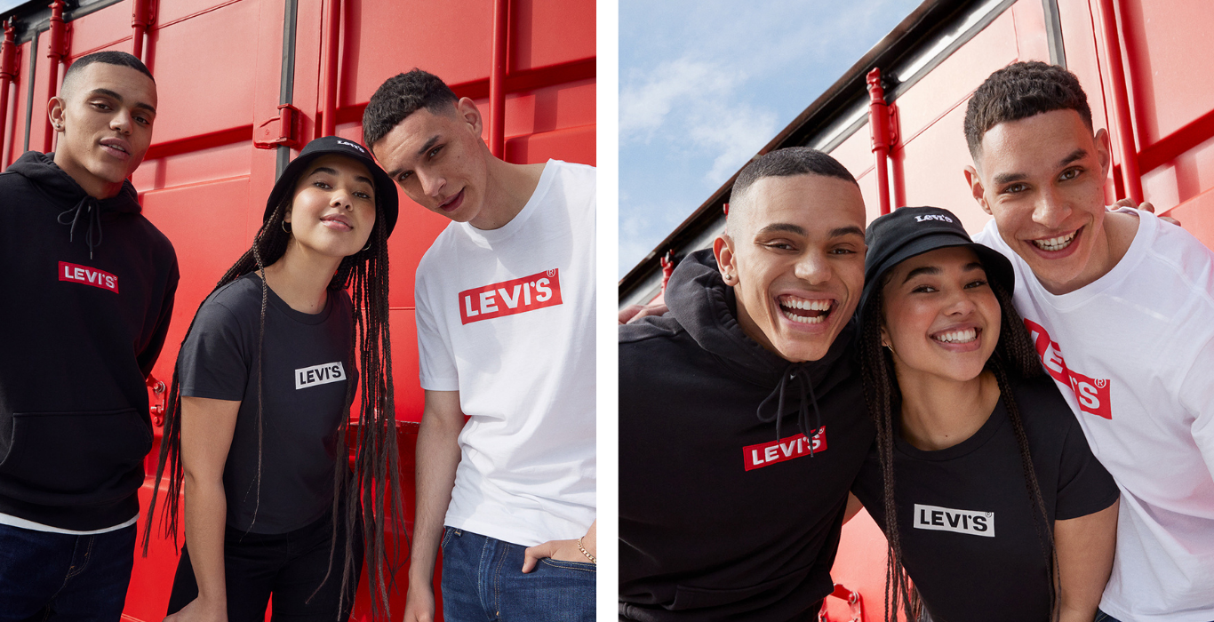 Curated image with Levis Box Tab Hoodie Herren - Herren, Levis Box Tab Slim T-Shirt Damen - Damen...