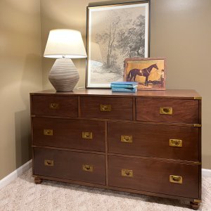 campaign dresser iNSPIRE Q Julius Industrial with 6 Drawers and 3 Modular Drawer Dividers, Walnut, Adult Unisex, Size: One size, Brown To prevent injuries from furniture tip Campaign Dresser