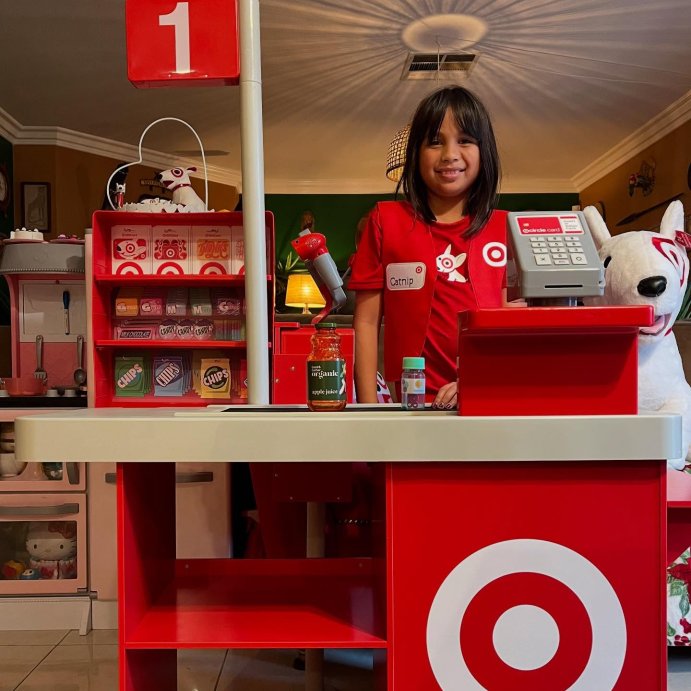 user image by @fakebritishaccent, Target Toy Checklane: Pretend Shopping Accessories, Play Money, Toy Cash Register, Batteries Required, Ages 3+