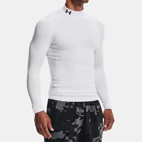 Under Armour Men's HeatGear Compression Long-Sleeve T-Shirt White  (100)/Black Medium