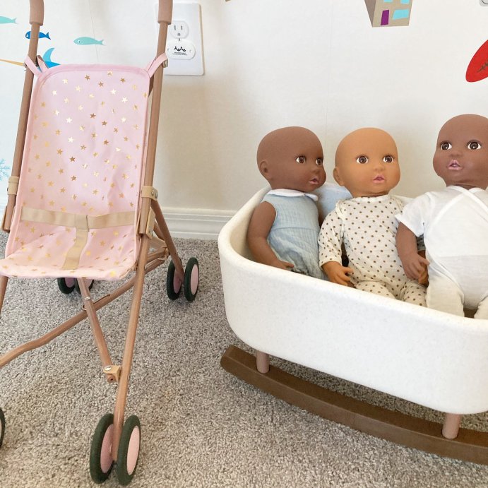 user image by @moveswithmaggie, LullaBaby Doll Bassinet Rocking Cradle Accessory - Speckled White: Fits 14-Inch Dolls, Metal &#38; Plastic, Baby &#38; Infant Theme