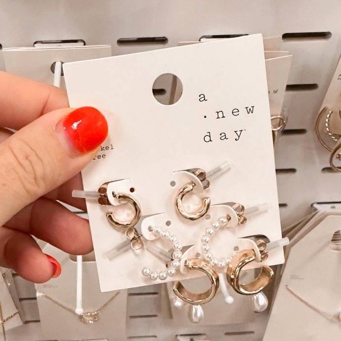 user image by @mytargetaddiction_, Pearl Earring with Hoops Set 3pc - A New Day&#8482; White: Nickel-Free Metal, Post Closure