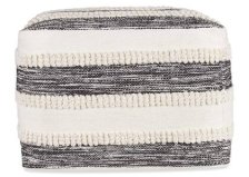 Shop Pouf rayé Murphy ivoire/noir and more