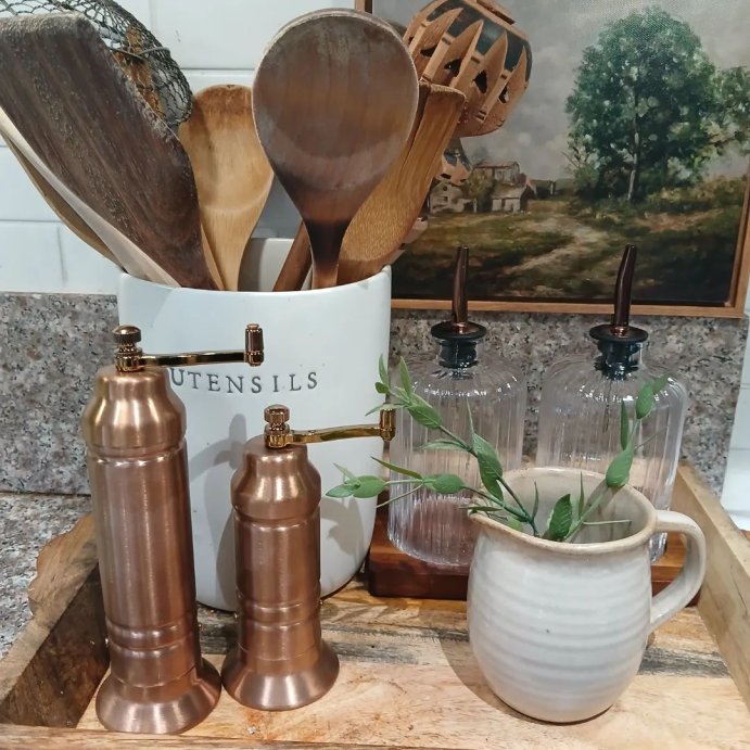 user image by @simplehomedecorbyjo, Salt and Pepper Crank Grinder Copper Finish - Hearth & Hand™ with Magnolia