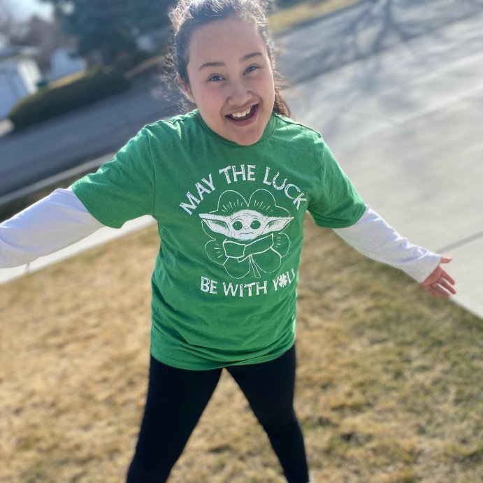 user image by @kg.plus.three, Boy's Star Wars: The Mandalorian St. Patrick's Day Grogu May the Luck be with You Distressed T-Shirt