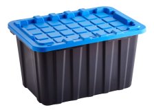 Shop Mastercraft Heavy Duty Stackable Storage Box with Lid, 102-L, Black/Blue and more