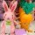 Pink and Orange Felt Bunny and Carrot Easter Figurine Duo