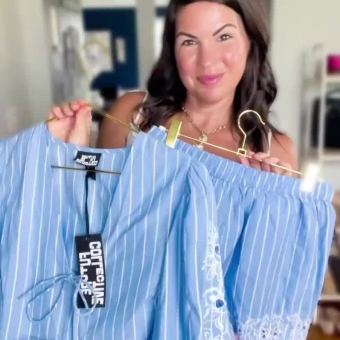 user image by @megansmithstyle, Women's Long Sleeve Eyelet Tie-Front Poplin Blouse - Future Collective