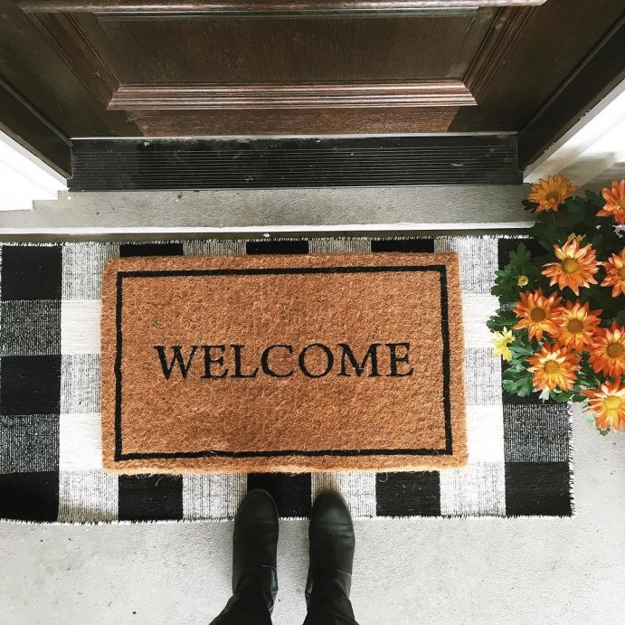 user image by @chrislovesjulia, 1&#39;10&#34;x3&#39;11&#34; Welcome Estate Doormat - Threshold&#8482;: Outdoor Coir Door Mat, Medium Pile, Black, Rectangle, Shake Clean