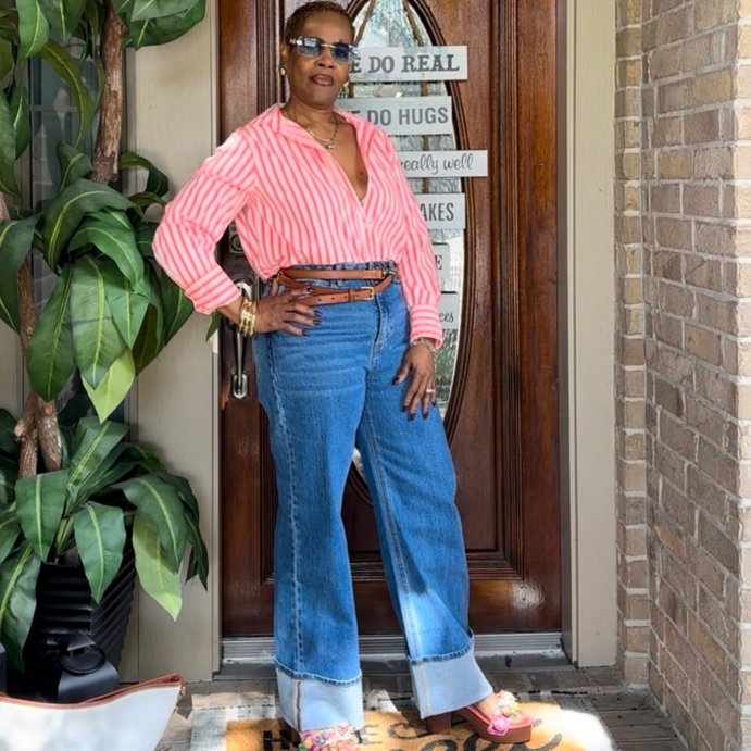 user image by @scorpdiva23, Women's Slim Fit Boyfriend Tailored Long Sleeve Button-Down Shirt - A New Day™