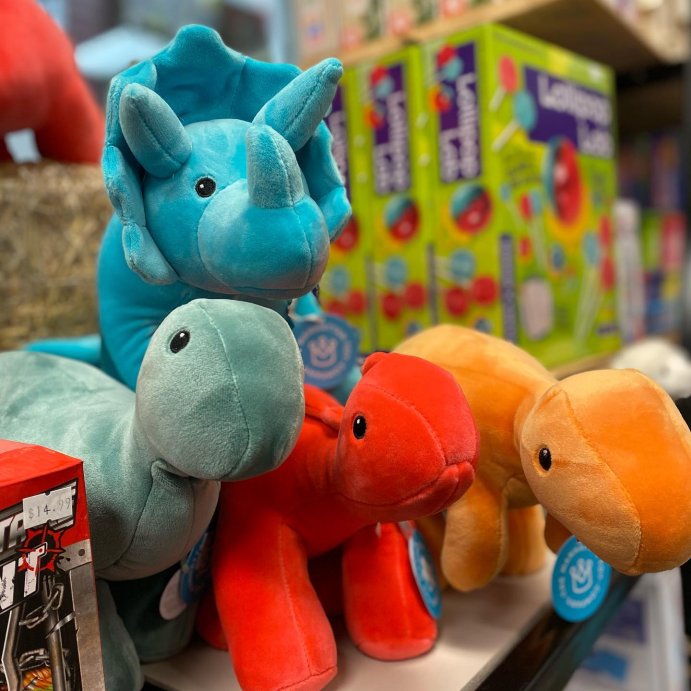 user image by @killarney_trinkets_treasures, Manhattan Toy Stomper Velveteen Brontosaurus Dinosaur Stuffed Animal, 7"