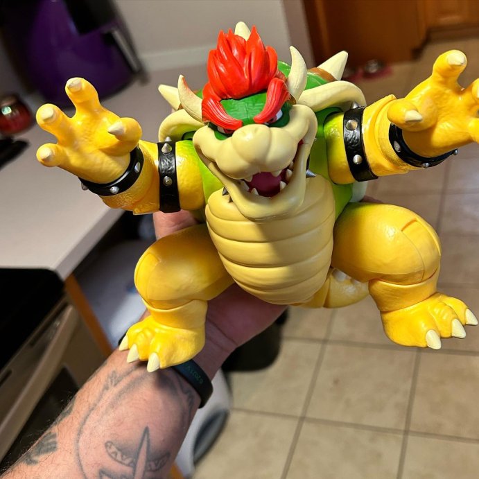 user image by @rickudocustoms, Nintendo The Super Mario Bros. Movie Bowser Figure with Fire Breathing Effect