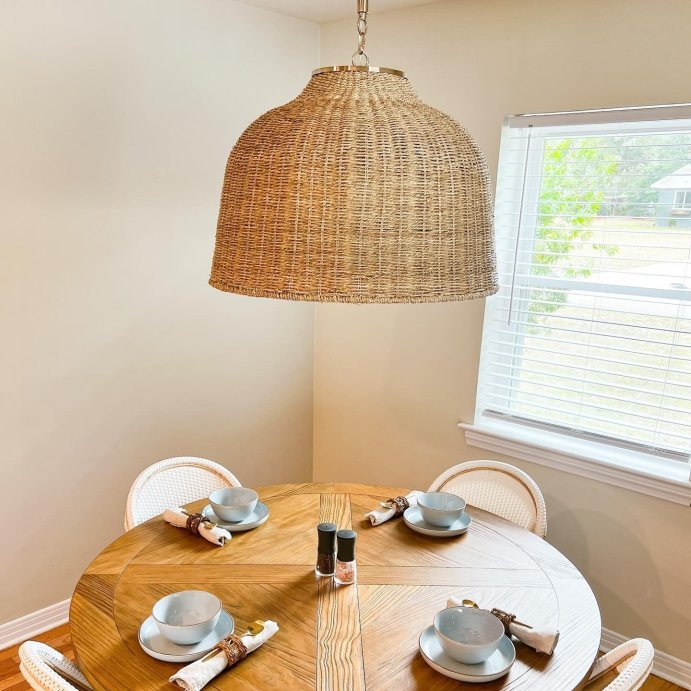 user image by @oakcornerdiaries, Large Seagrass Pendant Table Lamp Brown - Threshold&#8482; designed with Studio McGee: Jute Drum Shade, UL Listed, Adjustable Height