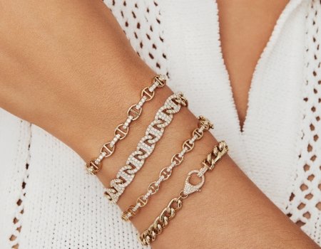 Monogram Initial Bangles & Chunky Chain Bracelets