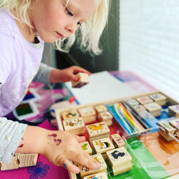 user image by @kristenscout, Melissa &#38; Doug Deluxe Wooden Stamp Set: Animals - 30 Stamps, 6 Markers, 2 Stamp Pads