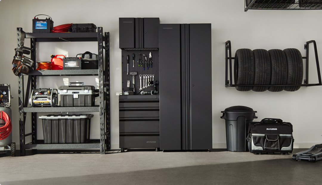 Shop MAXIMUM 3-Piece Pre-Assembled Garage Storage Cabinet Set, Black, Mastercraft Heavy-Duty Steel Pegboard, Tool/Accessories Storage Organizer for Garage & Workshop, Black, 28 x 24-in and more