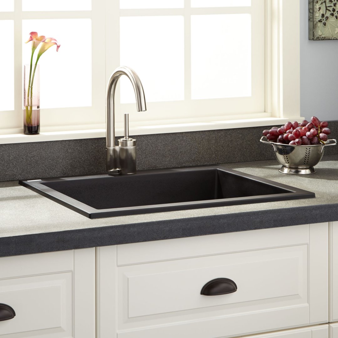 24 Holcomb Drop In Granite Composite Sink Black Kitchen Sinks Sinks