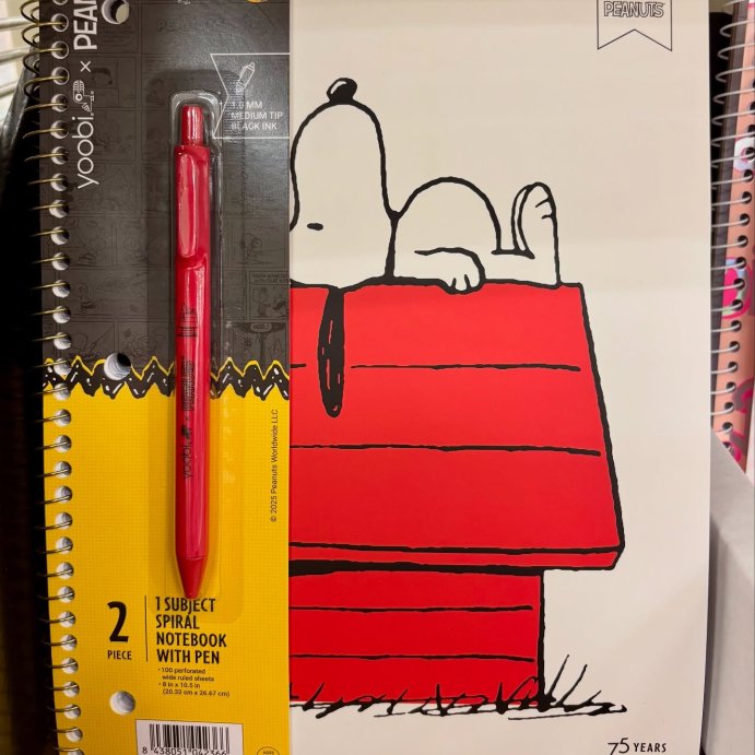user image by @thebeagleandthebird, Yoobi 8&#34;x10.5&#34; Peanuts 1 Subject Notebooks Wide Ruled with Pen Red Snoopy Doghouse, School Supplies