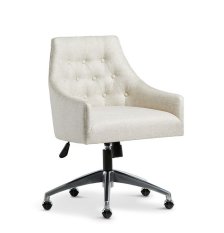 Shop Newport Beige Metal Upholstered Desk Chair and more