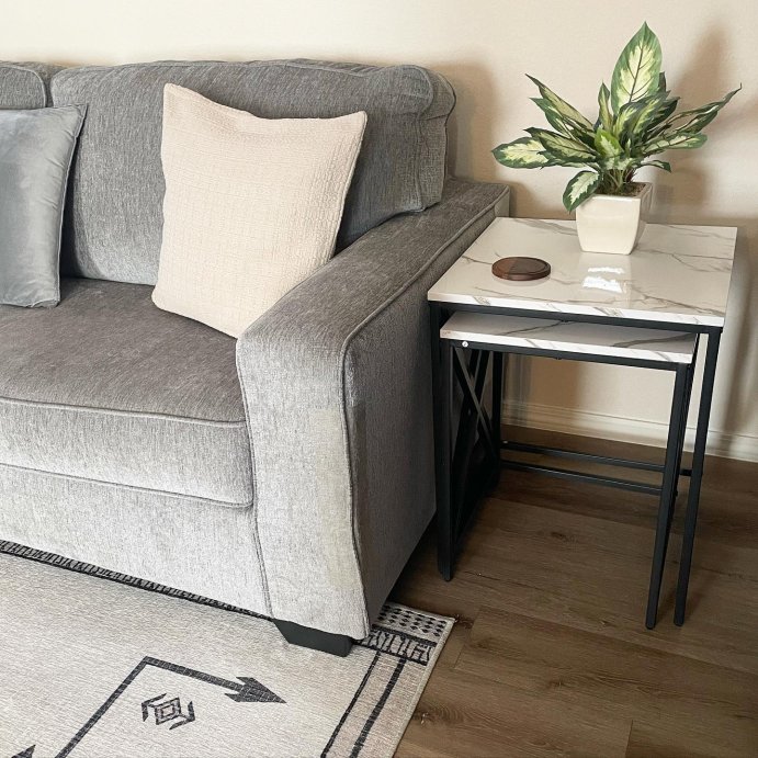 user image by @travelfooddiva, Square Marble Finish Nesting Side Table Set - Danya B.
