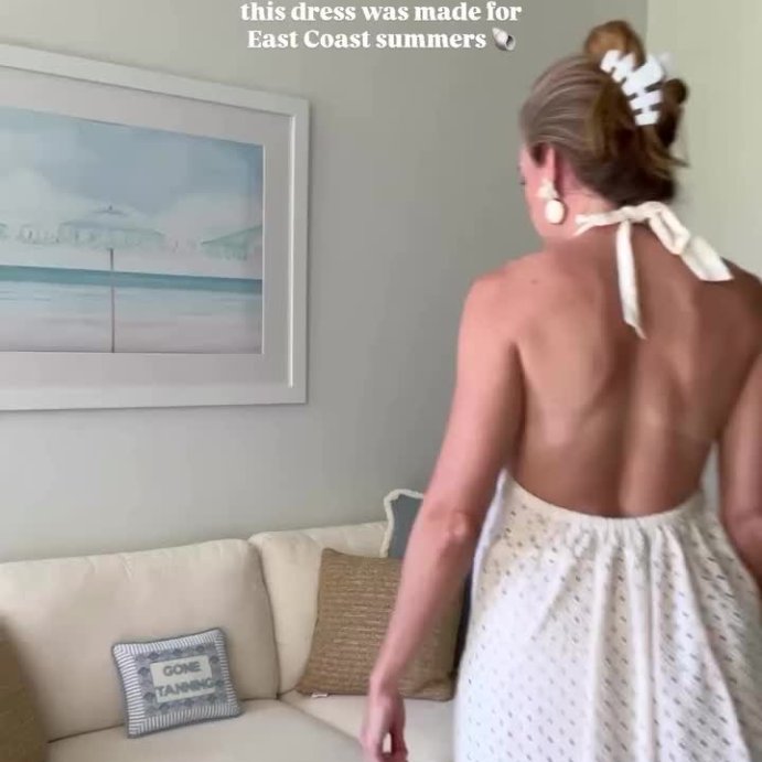 user image by @sunshinestylekatie, Vitamin A Women's Eyelet Halter Maxi Cover Up Dress - White