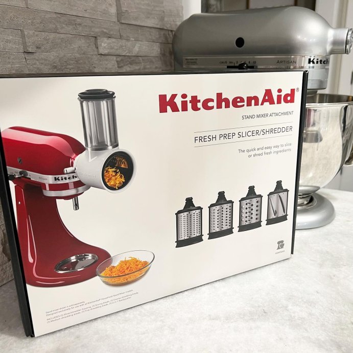 user image by @kwowwinthekitchen, KitchenAid Fresh Prep Slicer/Shredder Attachment - White KSMVSA: Stand Mixer Accessory, Dishwasher-Safe, 5 Pieces