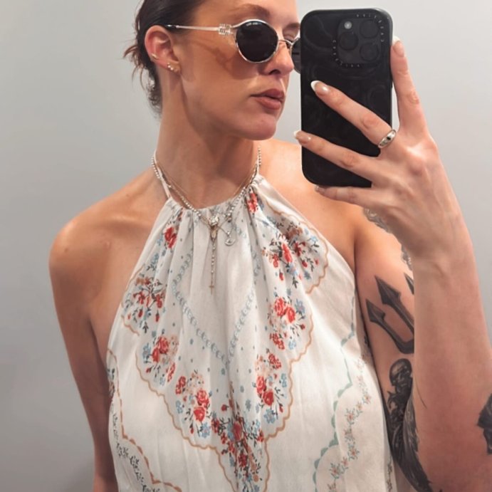 user image by @adams_kylie.21, Women's Scarf Halter Top - Wild Fable™ White Floral