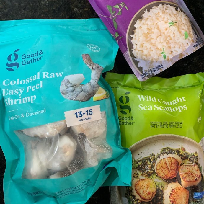 user image by @trish.finds.balance, Colossal Easy Peel Tail On &#38; Deveined Raw Shrimp - Frozen - 13-15ct/16oz - Good &#38; Gather&#8482;