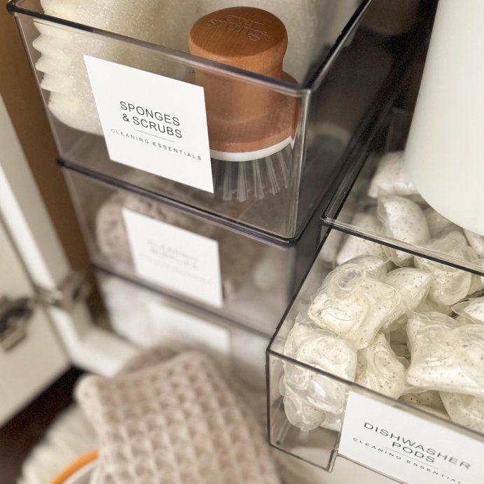 user image by @aclassyfashionista, 12&#34; x 6&#34; x 4&#34; All Purpose Storage 1/2 Storage Bin - Brightroom&#8482;: Clear Plastic Decorative Container, No Assembly Required