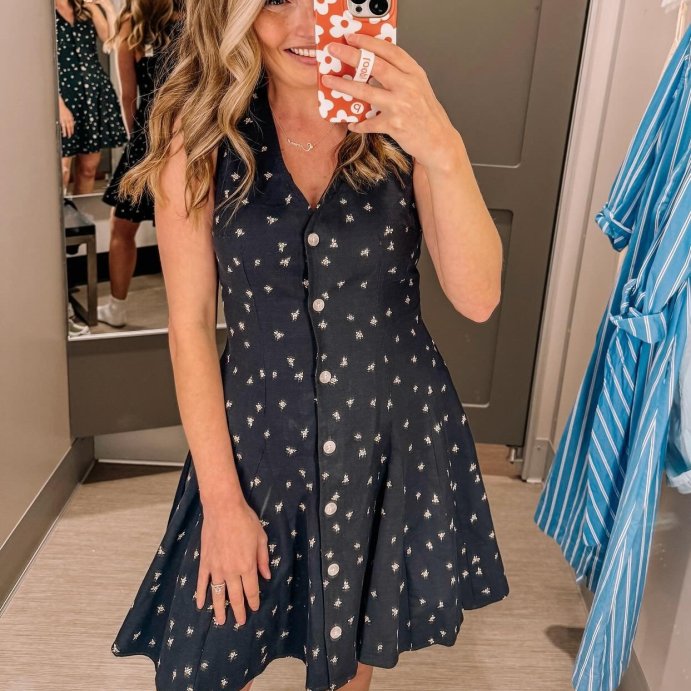 user image by @fashionablylindsey, Women's Button-Front Godet Mini A-Line Dress - Universal Thread™
