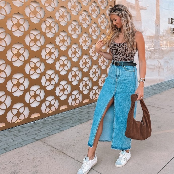 user image by @brookelmcdonald, Women's Denim Maxi Skirt - Universal Thread™