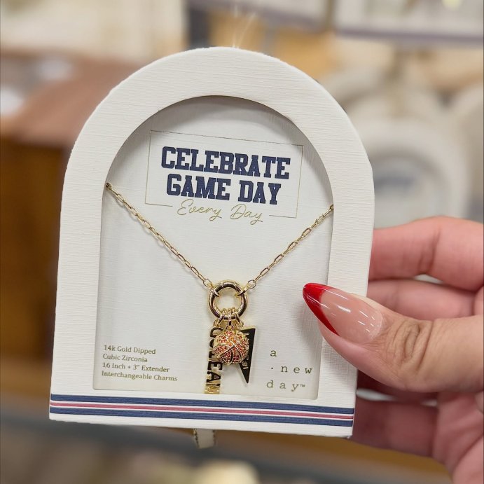 user image by @targetbabefinds, 14K Gold Dipped Cubic Zirconia Basketball Charm Necklace - A New Day&#8482; Gold