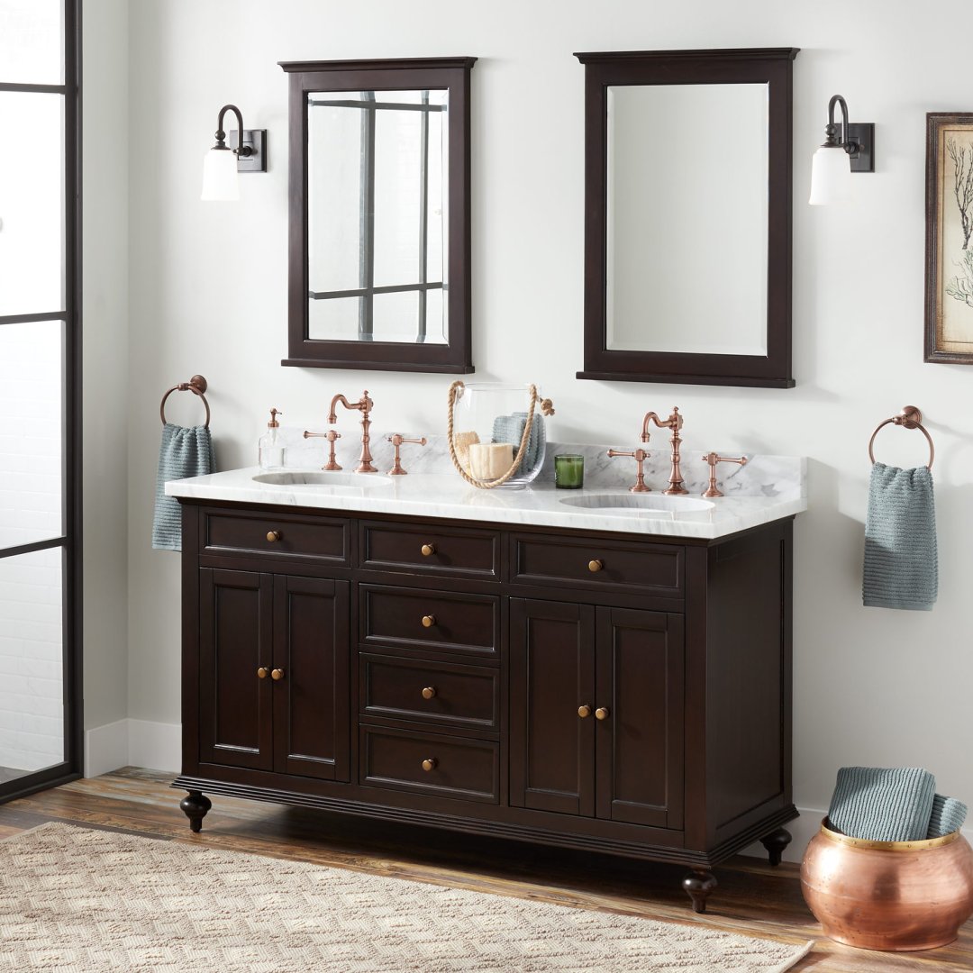 60 Keller Mahogany Double Vanity For Undermount Sinks Dark 60 Keller Mahogany Double Vanity For