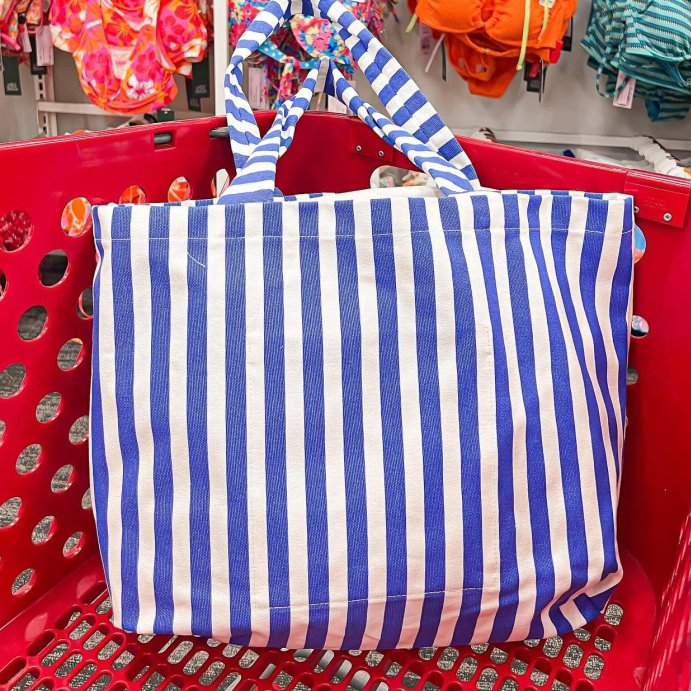 user image by @kara.shops.it.all, Canvas Beach Striped Tote Bag - Shade & Shore™