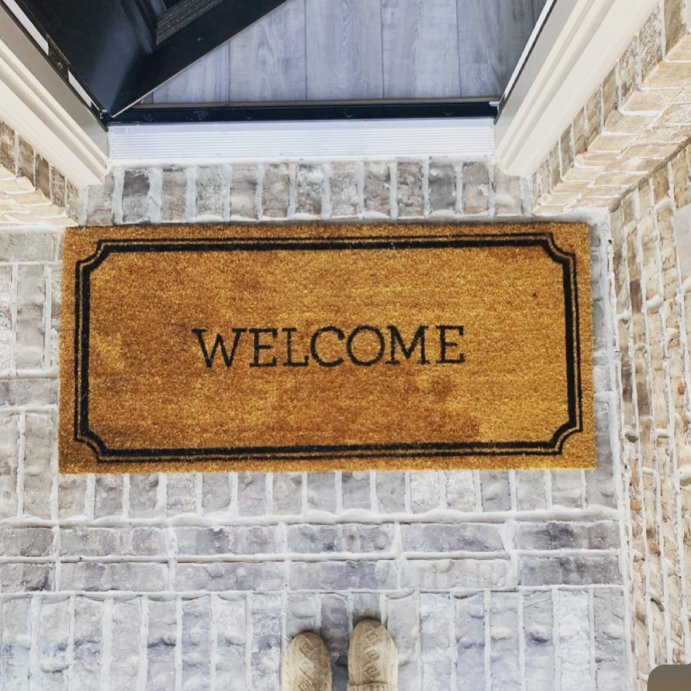 user image by @cashhhouse, 1&#39;10&#34;x3&#39;11&#34; Welcome Estate Doormat - Threshold&#8482;: Outdoor Coir Door Mat, Medium Pile, Black, Rectangle, Shake Clean